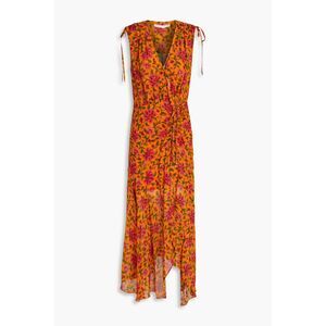 Veronica Beard Duvima Ruched wrap-effect floral silk chiffon maxi dress Size 2